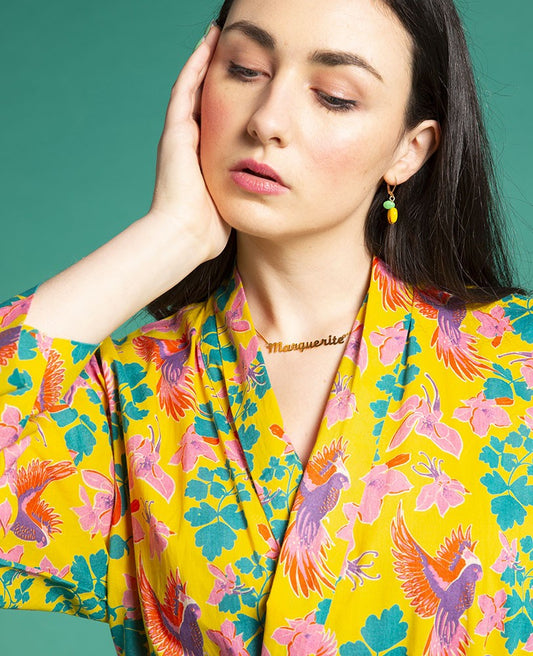 Long Kimono - Ancolie yellow