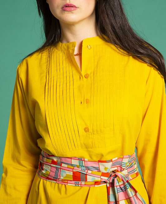 Long Tunic Dress (one size) - Plain yellow