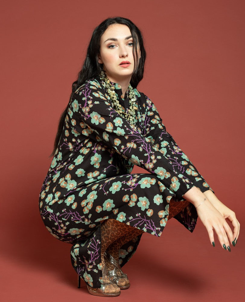 Long Tunic Dress (size 1) - Blossom black