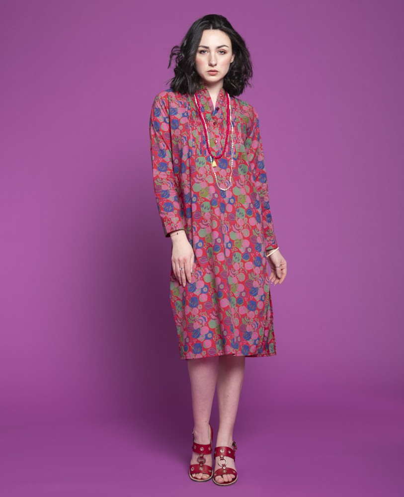 Long Tunic Dress (size 2) - Bloom red