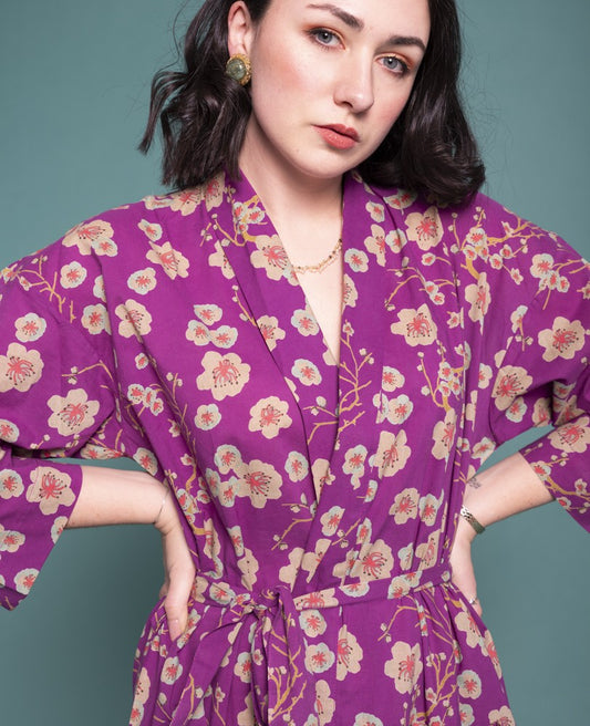 Long Kimono - Blossom purple