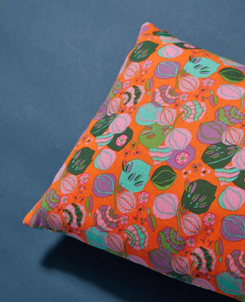 Rectangular Cushion - Bloom orange/blossom blue