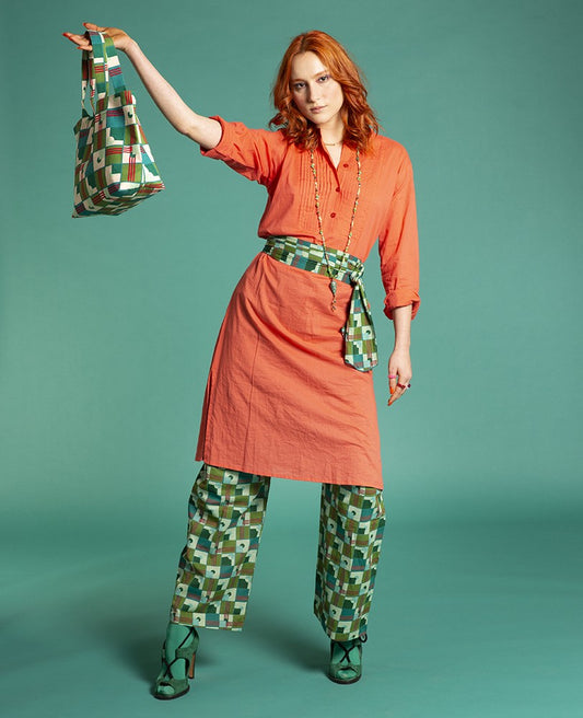 Long Tunic Dress (one size) - Plain coral