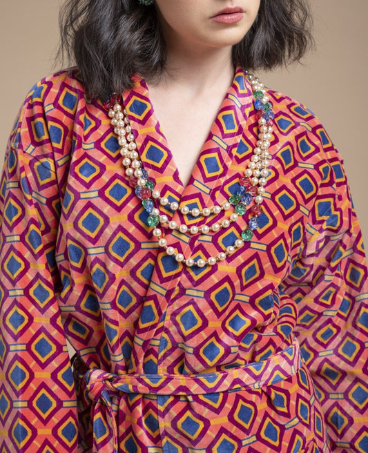 Long Kimono Velvet - Famara coral
