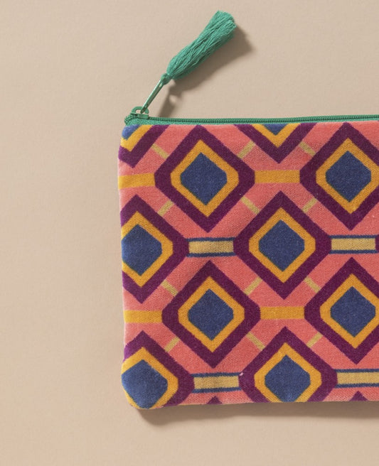 Medium Pouch Velvet - Famara coral