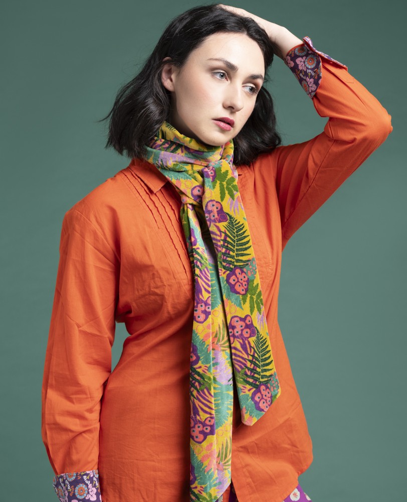 Tie - Fern gold/blossom purple