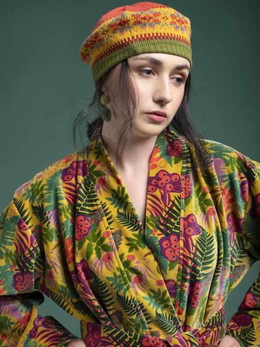 Short Kimono Velvet - Fern gold