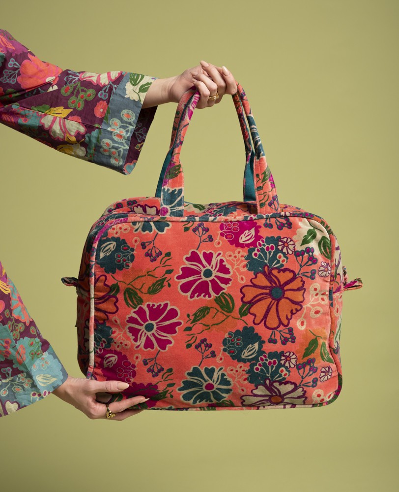 Weekend Bag Velvet - Cosmos coral
