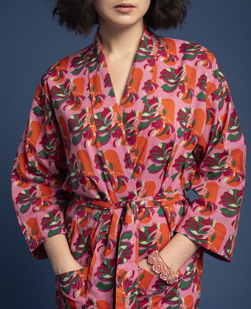 Long Kimono - Split pink orange