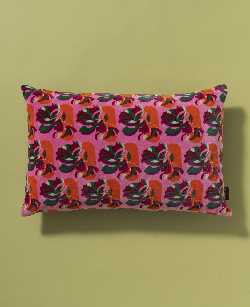 Rectangular Cushion Velvet - Split pink orange