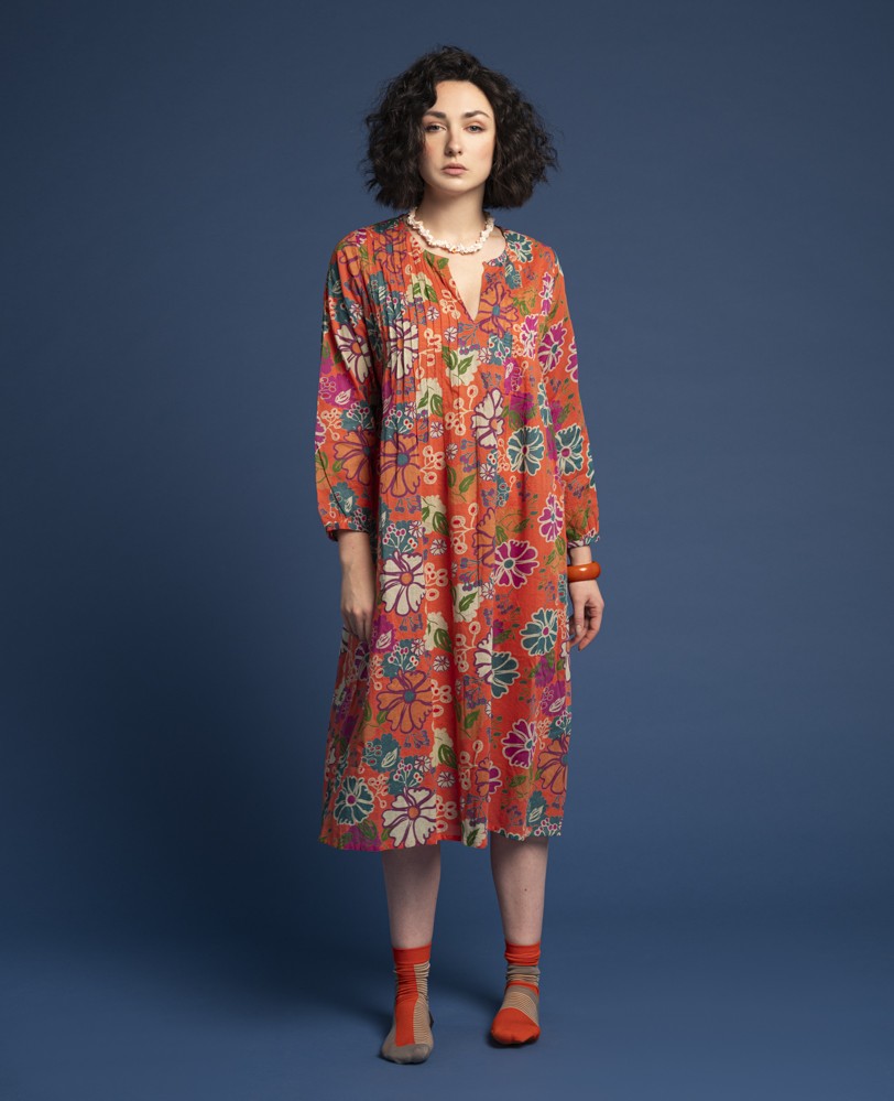 Long Tunic Dress - Cosmos coral