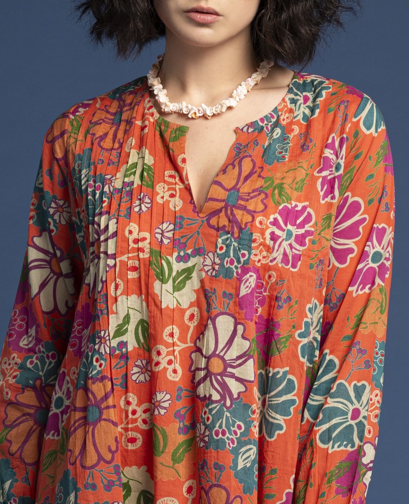 Long Tunic Dress - Cosmos coral