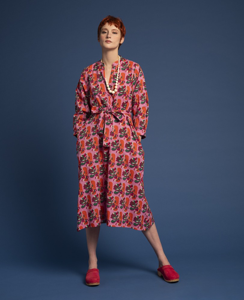 Long Dress - Split pink orange