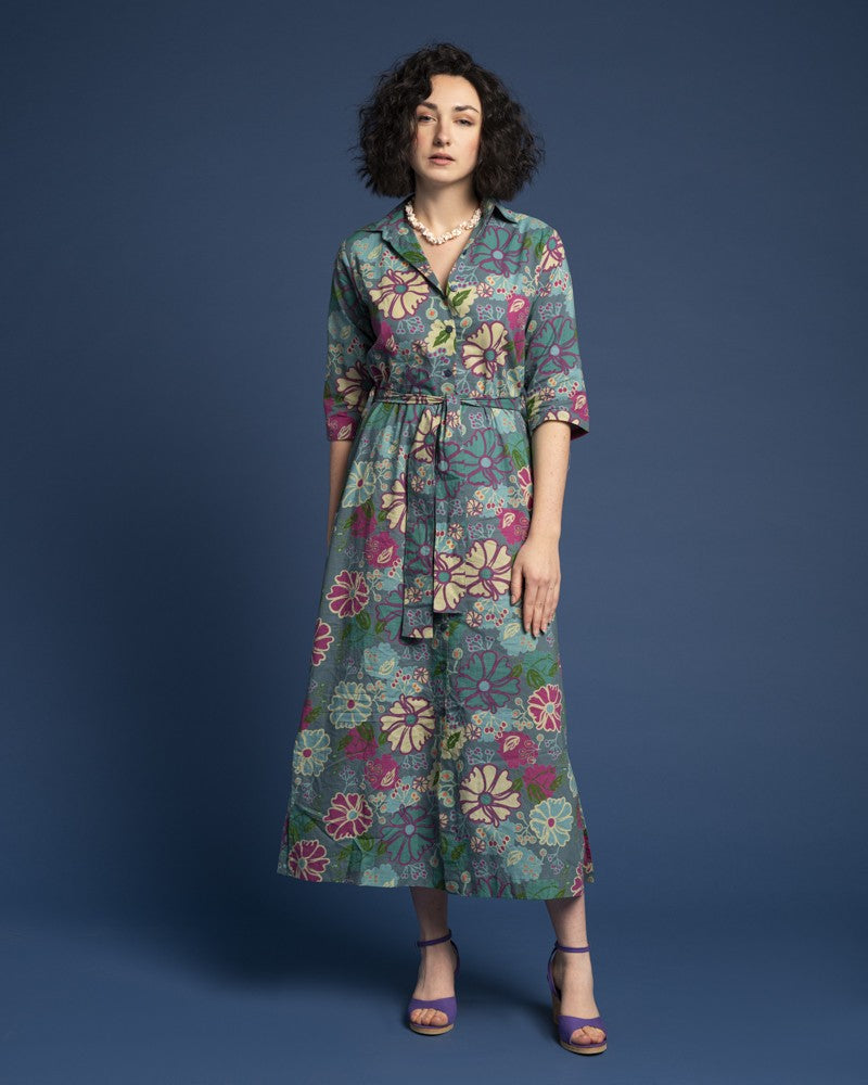 Long Shirt Dress (size 2) - Cosmos teal