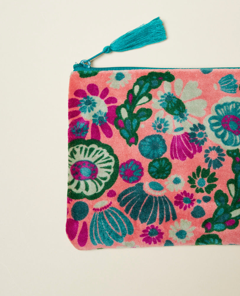 Medium Pouch Velvet - Molly coral