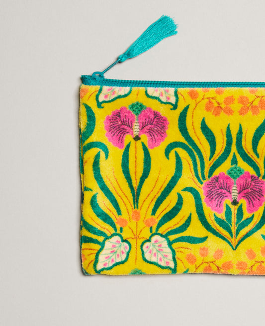Medium Pouch Velvet - Muguet yellow