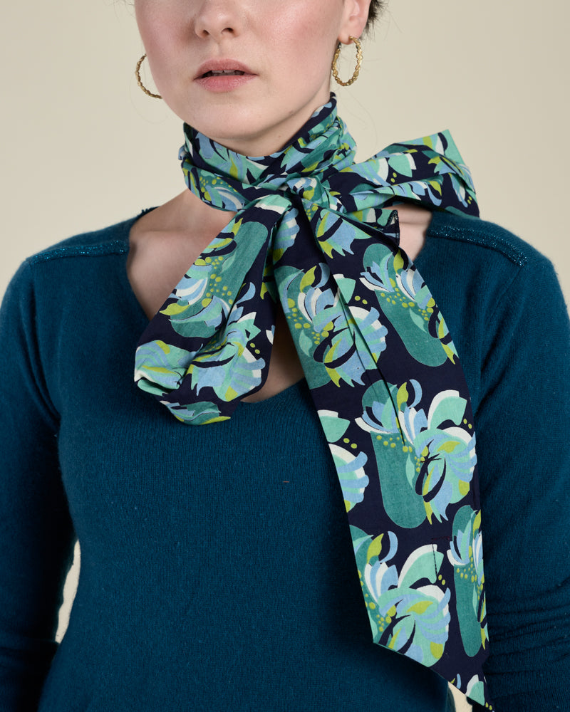 Cotton Headband, Split Navy Print