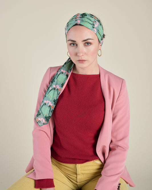 Cotton Headband, William Sage Green Print