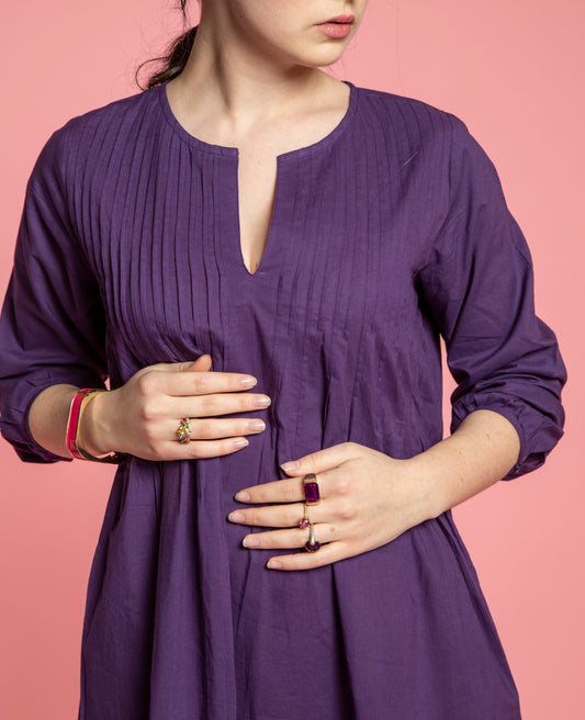 Short Tunic Dress - Plain purple