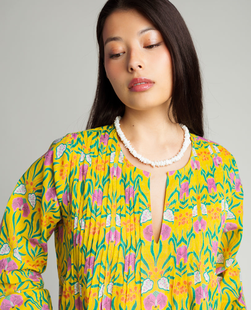 Robe tunique longue - Muguet yellow