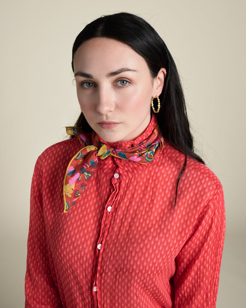 Square Scarf, Holy Red Clay Print