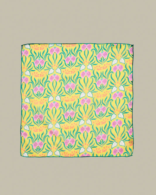 Square Scarf, Muguet Yellow Print