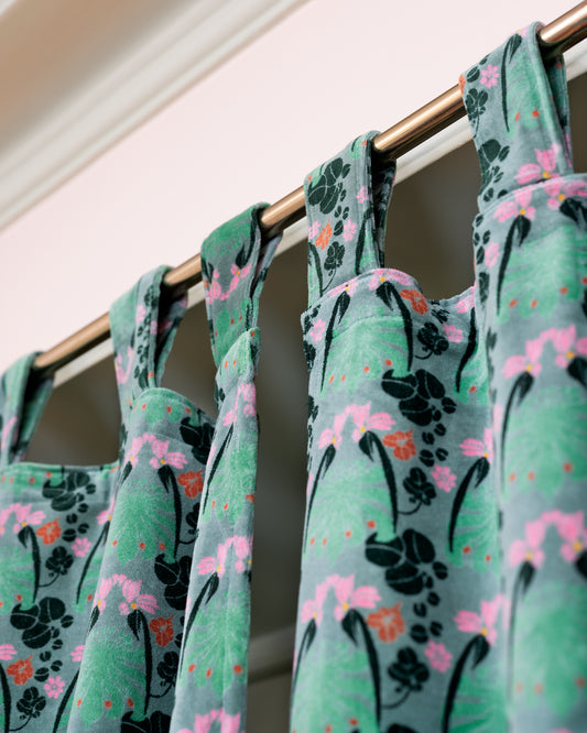 Velvet Curtain, William Sage Green Print