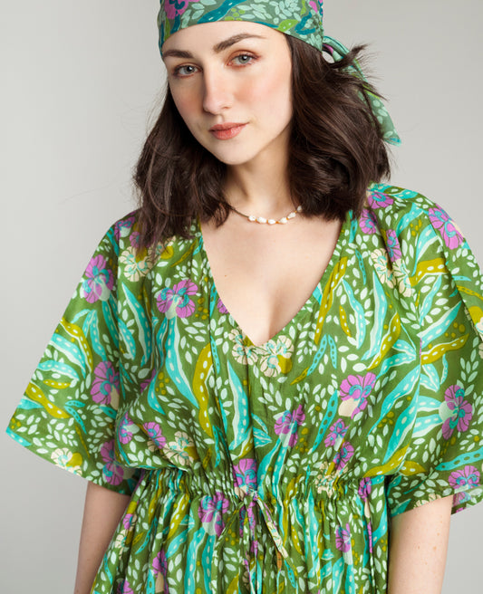 Robe de plage Kaftan - Allegria Green