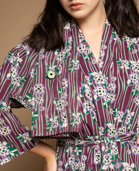 Kimono long - Biba flower fig
