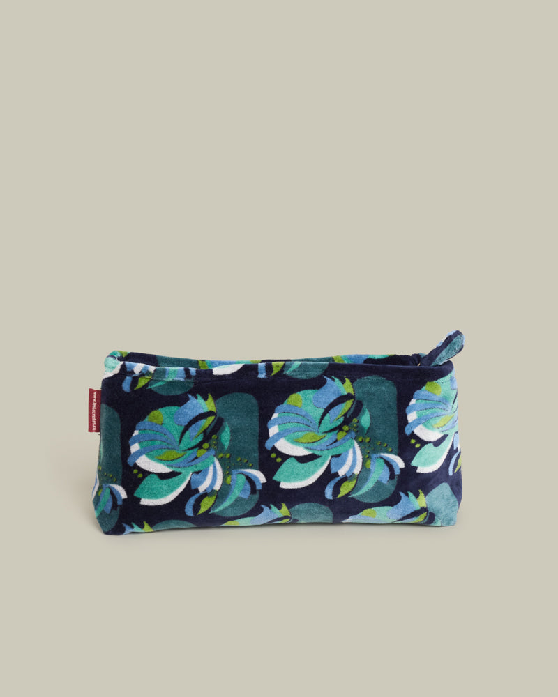 Velvet Pencil Case, Split Navy Print