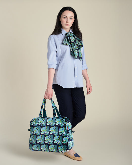 Velvet Weekend Bag, Split Navy Print