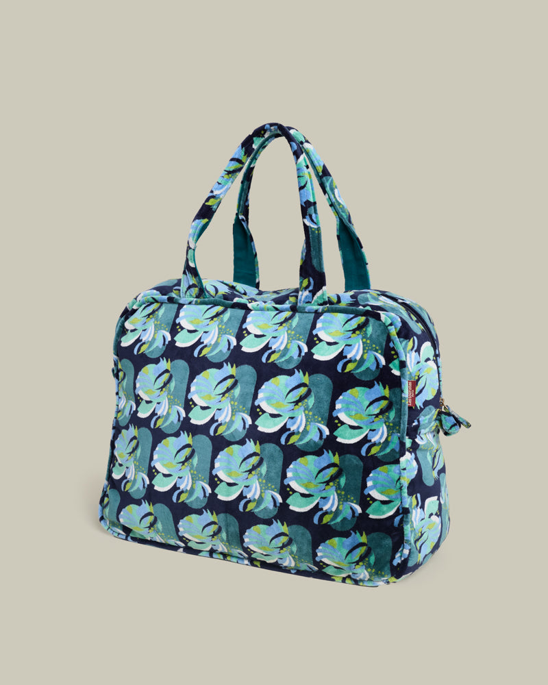 Velvet Weekend Bag, Split Navy Print