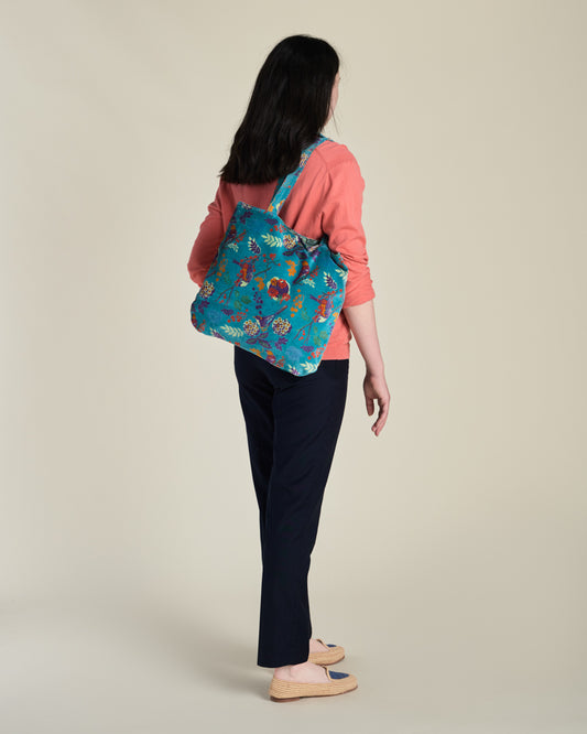 Velvet Tote Bag - Birdy Teal