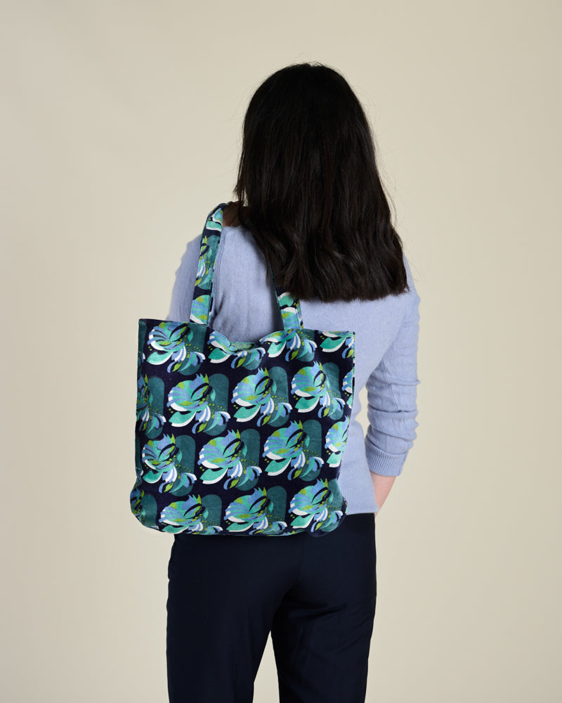 Velvet Tote Bag - Split Navy
