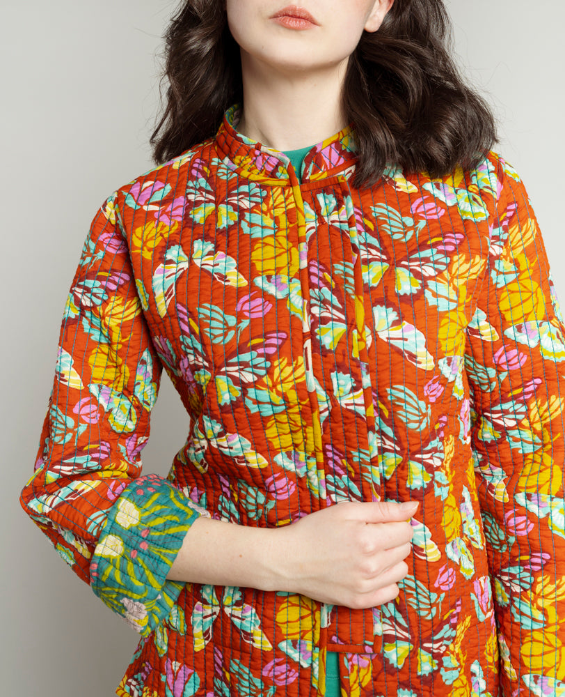 Veste Kantha réversible - Muguet bayou / Holy red clay