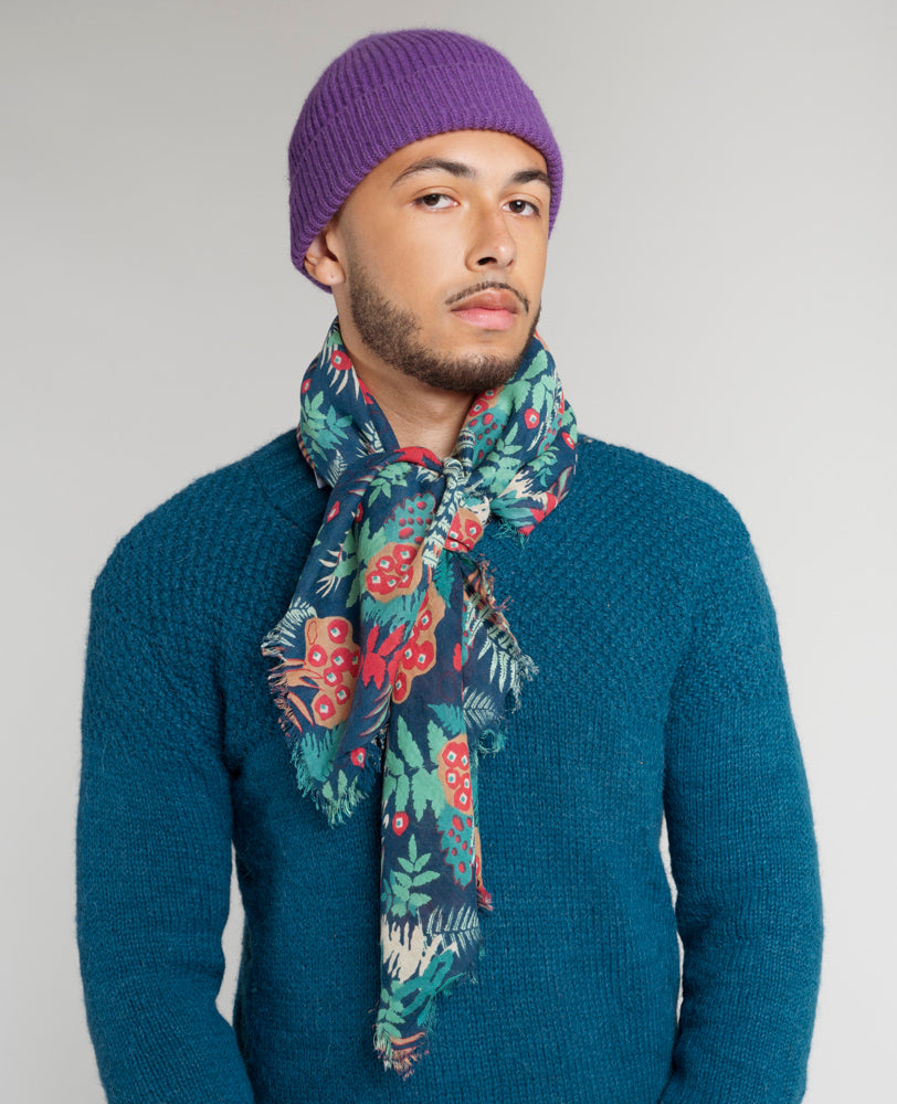 Woolen Square Scarf - Fern blue