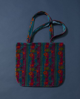 SAC VELOURS TATIE TOTE BAG - Kensington DK Green Fushia - TAT 061