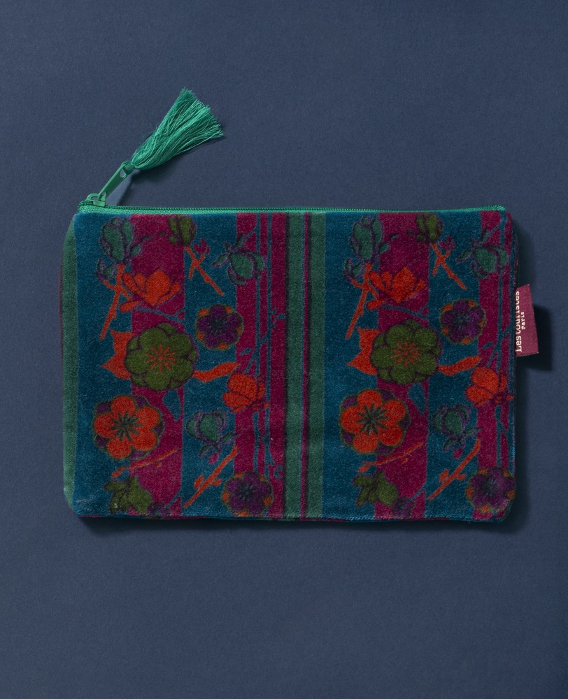 TROUSSE AVION - Velours Kensington DK Green Fushia - AVIL 095