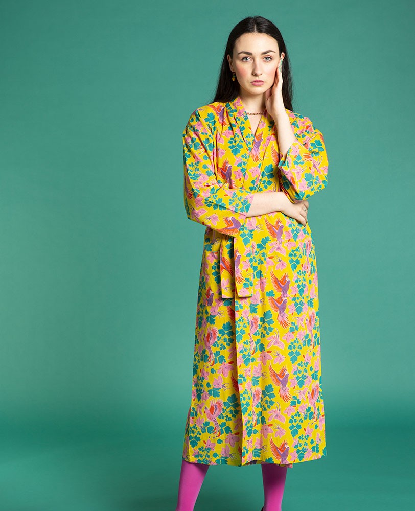 Long Kimono - Ancolie yellow