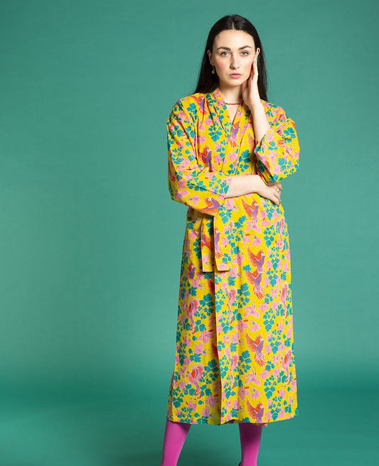 Long Kimono - Ancolie yellow