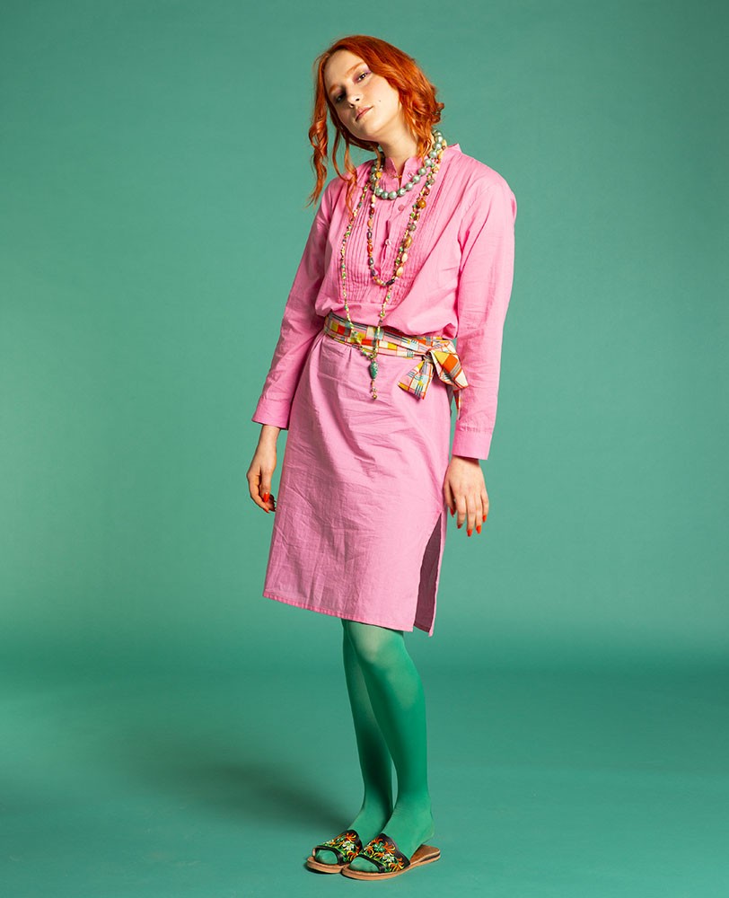 Long Tunic Dress (one size) - Plain pink