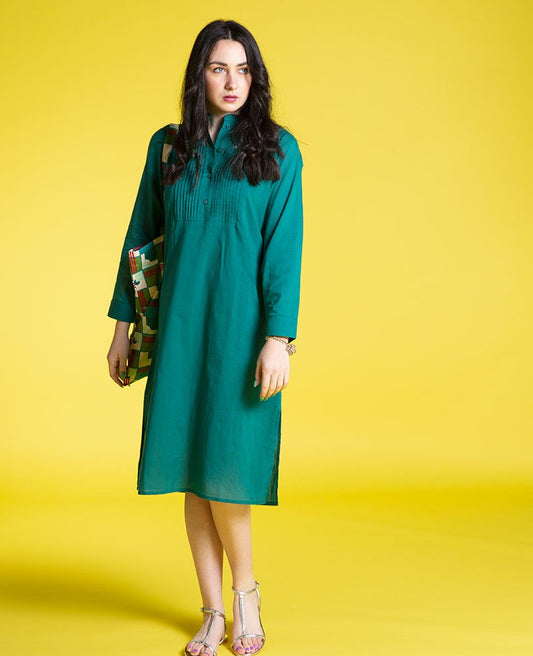 Long Tunic Dress (one size) - Plain emeraude