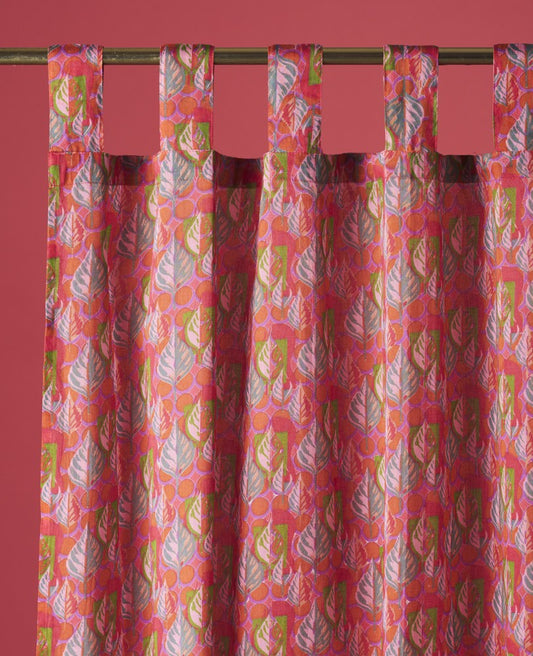 Curtain - Dotty bright coral
