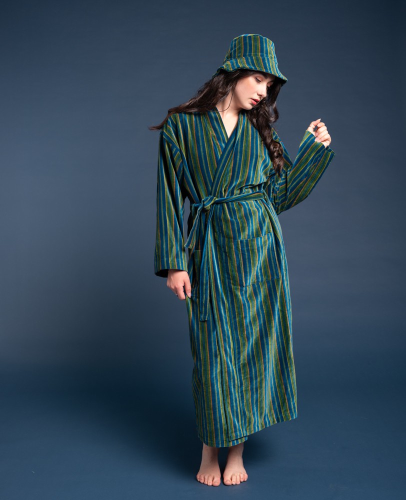 Long Kimono Velvet - Margate dk. bayou atlantic