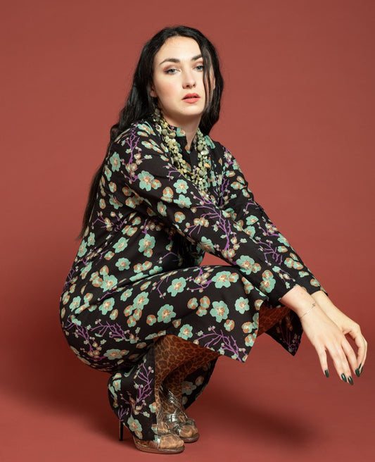 Long Tunic Dress (size 1) - Blossom black