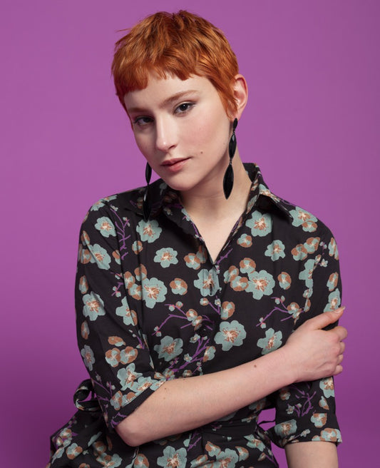 Short Shirt Dress (S) - Blossom black