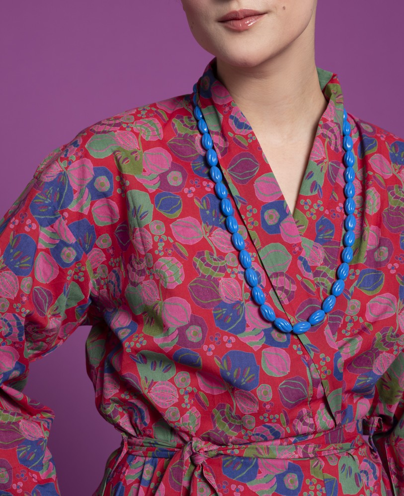 Long Kimono - Bloom red