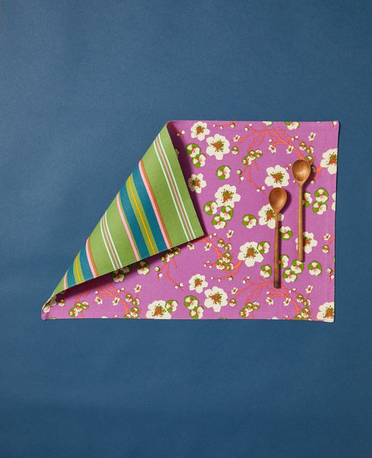 Table Mat - set of 4 - Blossom purple/margate green