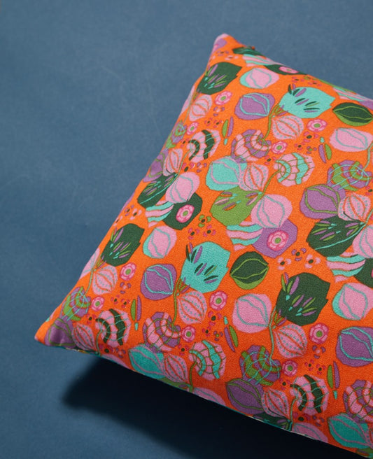 Rectangular Cushion - Bloom orange/blossom blue