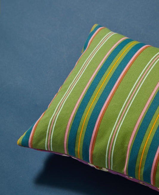 Rectangular Cushion - Margate green / blossom purple